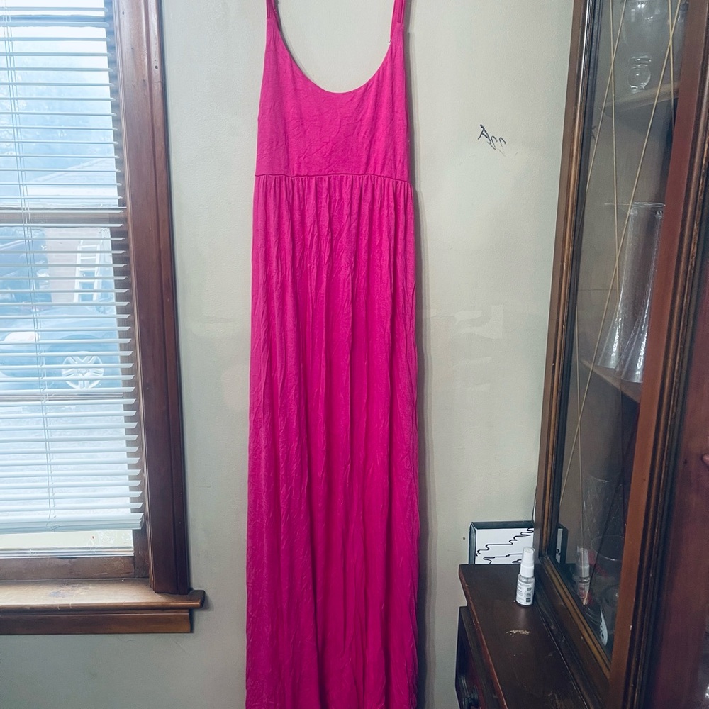 Lascana Women’s Hot Pink Maxi Dress - Sleeveless Scoop Neck